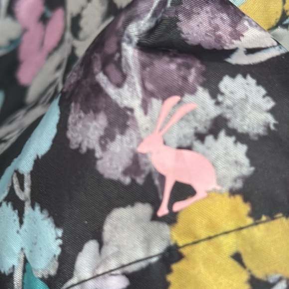 Joules Golightly Grey Ditsy Raincoat SZ 4 Travel packable floral spring EUC - Picture 4 of 7